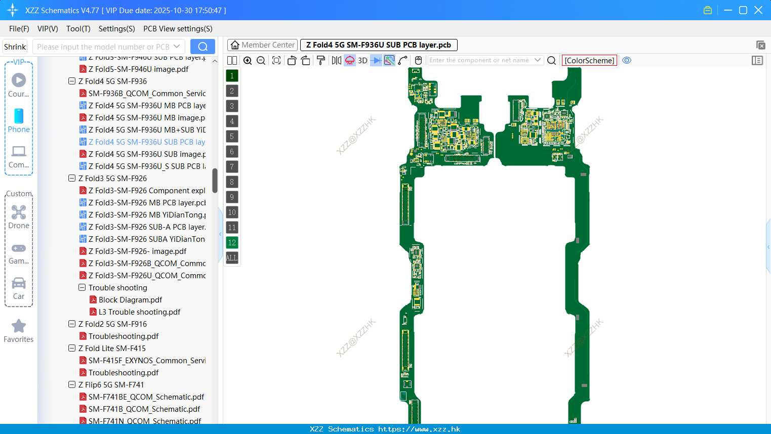 Samsung Z Fold4 5G SM-F936U SUB PCB Layer